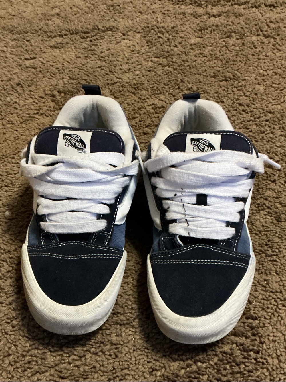 Vans Navy and White Low-Top Skate Shoes